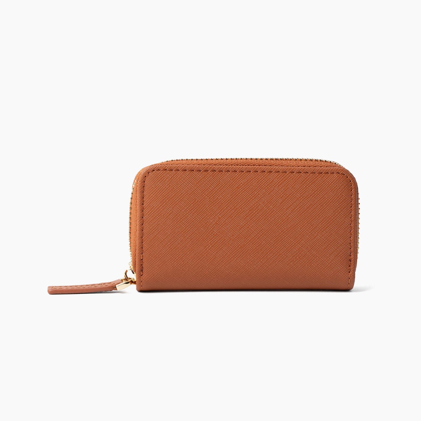 Mini Zippered Saffiano Leather Wallet (Velvet Interior)