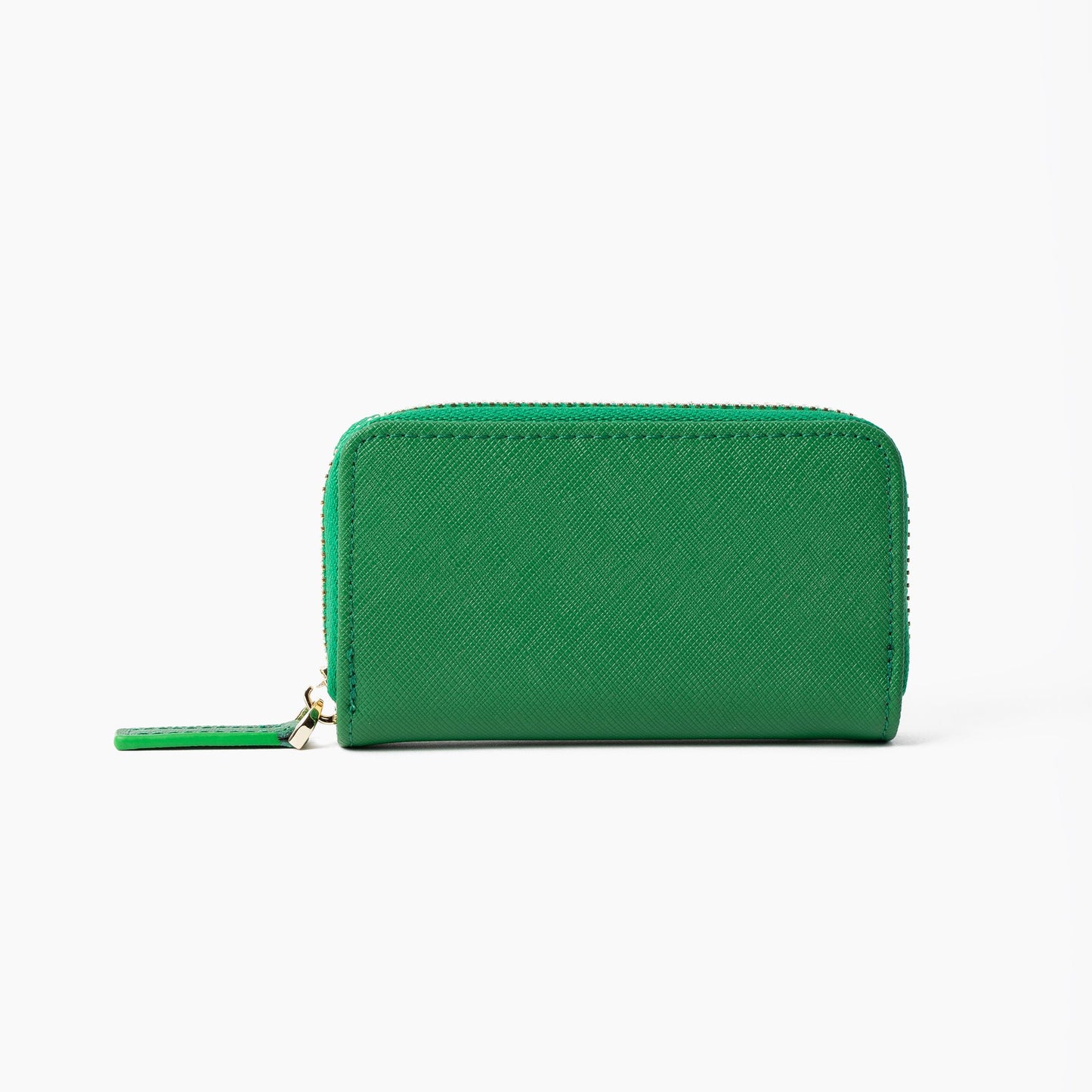 Mini Zippered Saffiano Leather Wallet (Velvet Interior)